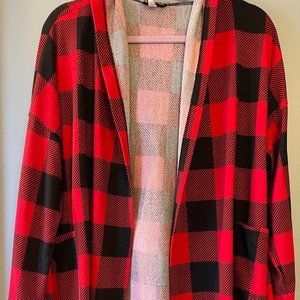 Buffalo Plaid hooded cardigan